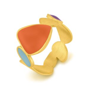 Ring Joid Art Thalus Messing vergoldet mit Emaille von Schmuck Atelier Meinck