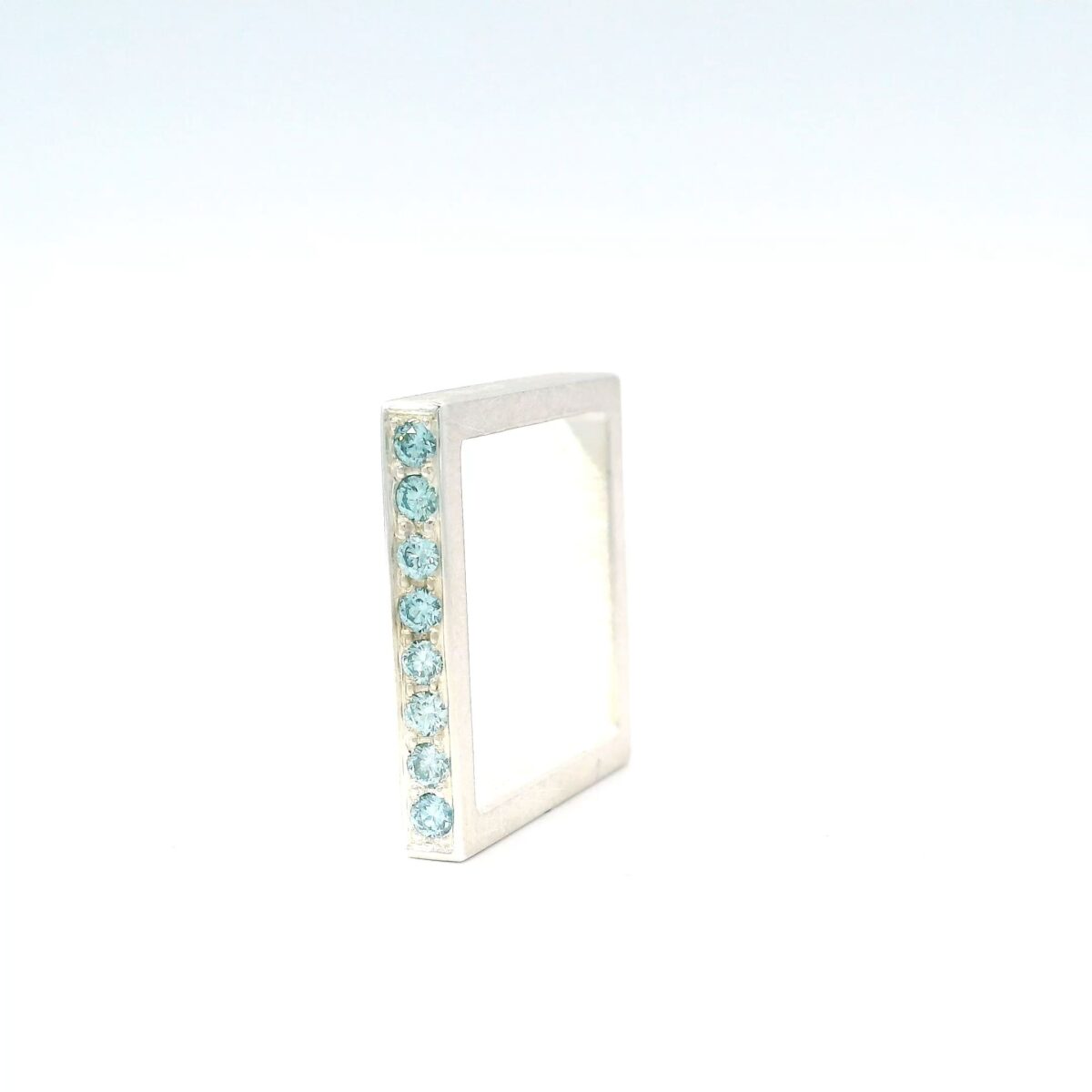 Ring Square Brillanten hellblau