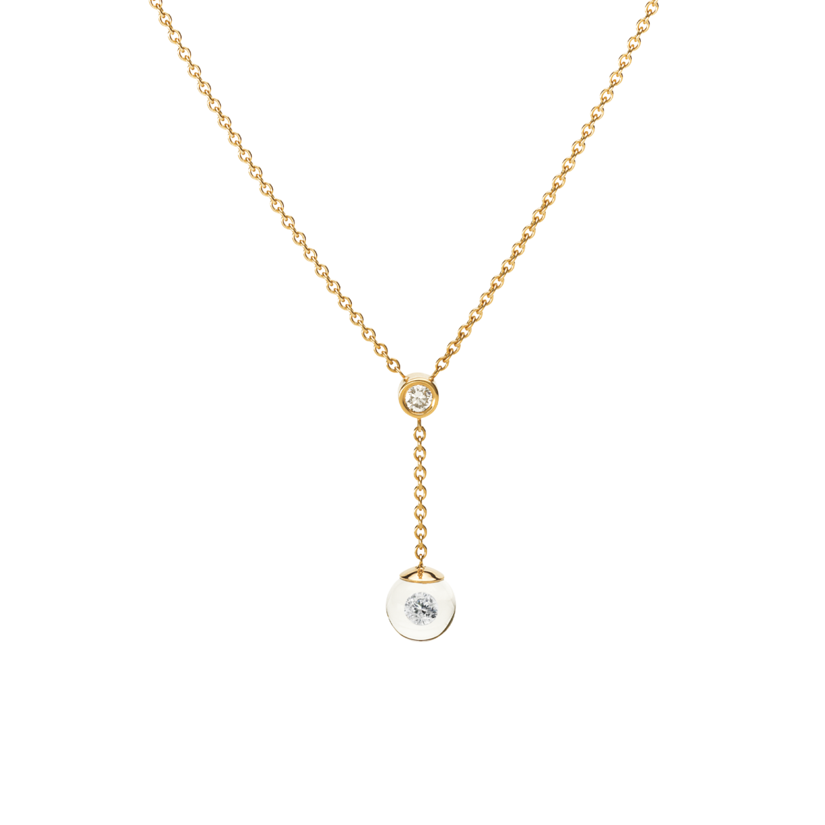 Schmuckwerk Kette Kollektion Glasklar Gelbgold mit 2 Brillanten von Schmuck Atelier Meinck