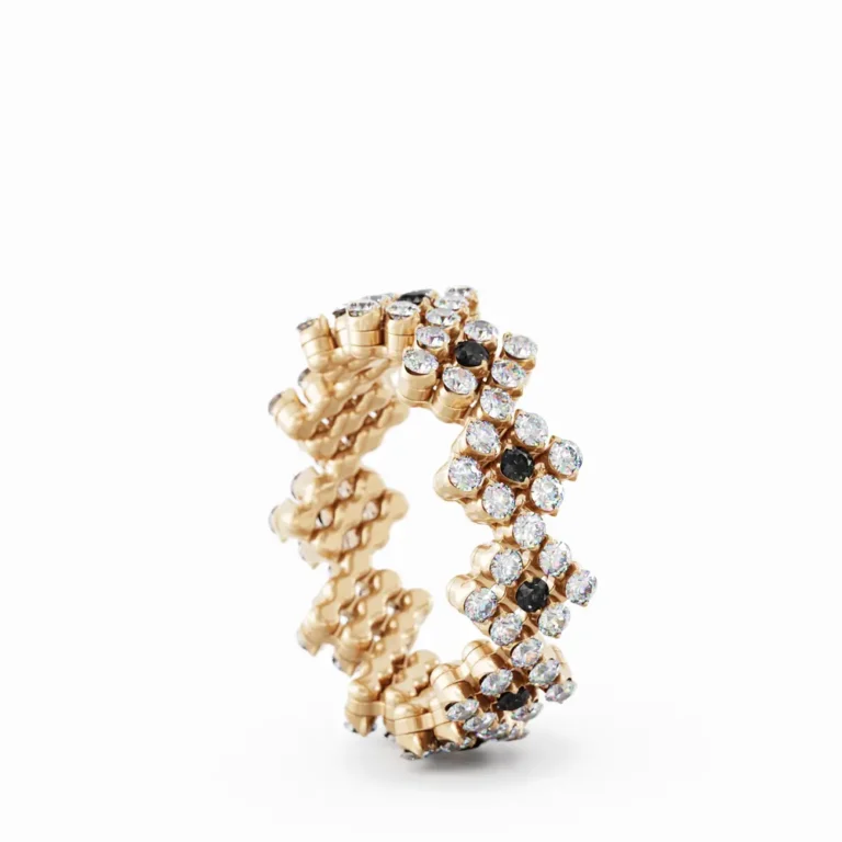 schmuck atelier Meinck-serafino consoli-flexibler Ring-diamantbesetzer Memoire-Ring-gold_Farbedelsteine